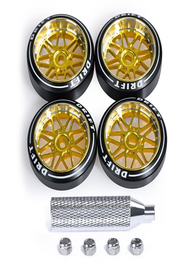 مجموعة عجلات Abendor رباعية الشكل على شكل نجمة لسيارات التحكم عن بعد المخصصة للانجراف، مع إطارات تحمل شعار Wltoys، بمقياس 1/24 و1/28، [2N+2W]، مصنوعة من سبائك الألومنيوم، مع إطارات سيارات التحكم عن بعد المخصصة للانجراف، بمقياس 1/24 و1/28، من طراز Mini-Q HGD1 Wltoys K969 K989 k929 (ذهبي). - Image 1